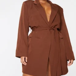 Plus Robe Blazer Chocolat à Taille Nouée -Promos Jupe Éthérée Boutique 00aa0613b736a925d98f76f483ab7c0dcba6ba82 cmt2412 4