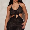 Shape Robe Courte En Maille Crochet Noire Découpée