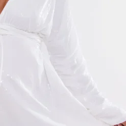 Maternité Robe De Grossesse Portefeuille Blanche à Sequins -Promos Jupe Éthérée Boutique 035e72d281b9ecb06290c79a40fbf7739dbc6033 cnb2414 4