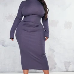 Plus Robe Mi-longue Gris Anthracite à Manches Longues Et Ourlet Légèrement Volanté -Promos Jupe Éthérée Boutique 04034b0c54ea63f6ee238ca84d54c23be10e81da cnc2222 3