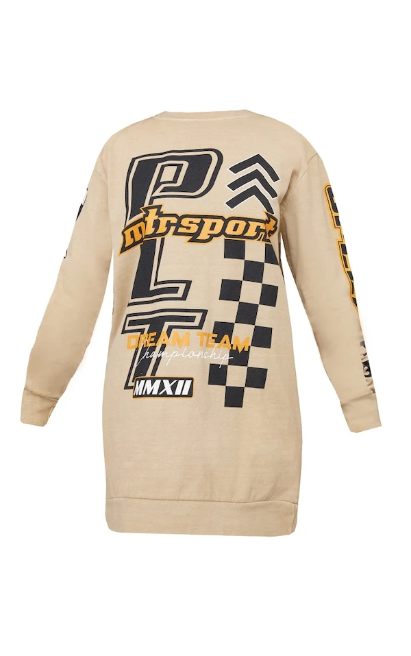 Petite Robe Pull Taupe Imprimée PLT Motorcross 5 Petite Robe Pull Taupe Imprimée PLT Motorcross – Image 5