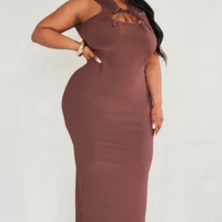 Plus Robe Mi-longue Moulante Chocolat Froncée -Promos Jupe Éthérée Boutique 046bb32128b4cda9d89be8e92cf5bd9c27e0d9bf cnd5073 3