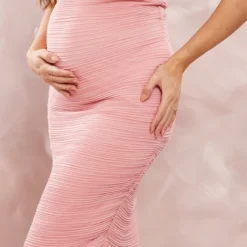 Maternité Robe De Grossesse Bustier Longue Rose Tendre à Fronces -Promos Jupe Éthérée Boutique 0648a8cde8e2ef39e00c07c825d9e57454d527bc cnd3075 4