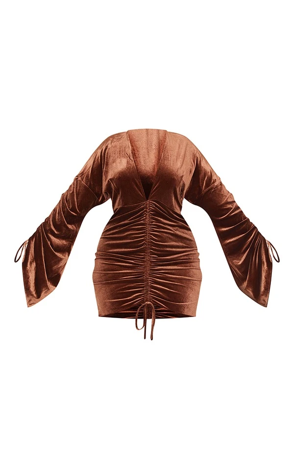 Plus Robe Moulante Chocolat En Velours à Décolleté Plongeant Et Fronces 5 Plus Robe Moulante Chocolat En Velours à Décolleté Plongeant Et Fronces – Image 5