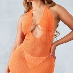 Shape Robe Longue En Maille Tricot Orange à Dos Nu -Promos Jupe Éthérée Boutique 088ec03f165ba1a016e4be42ad2f0d29a9defee7 cne0392 4