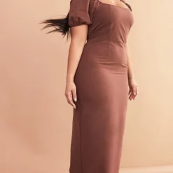 Plus Robe Mi-longue Chocolat à Manche Bouffantes -Promos Jupe Éthérée Boutique 0894bc29f12a1bee5b27b8546cdf33bf3f921964 cmw2860 4