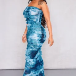 Shape Robe Longue Bustier Ombrée Bleue à Ourlet Volanté -Promos Jupe Éthérée Boutique 08b4288838da2603af518833b4934bdfa0d97f29 cne3547 3