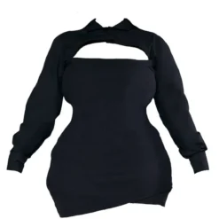 Zero Plus Robe Moulante Découpée Noire à Détail Chemise -Promos Jupe Éthérée Boutique 08cdabf3e1a399a7c33fe7e00d9351a3b4db0d76 cnc5253 5