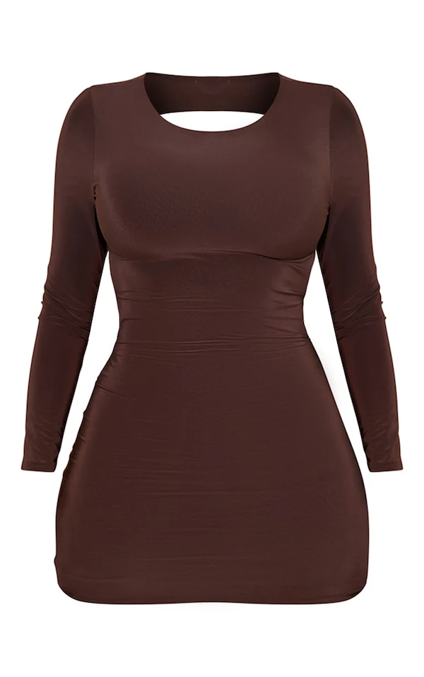 Shape Robe Manches Longues Très Moulante Chocolat Dos Nu à Lanières 4 Shape Robe Manches Longues Très Moulante Chocolat Dos Nu à Lanières – Image 4