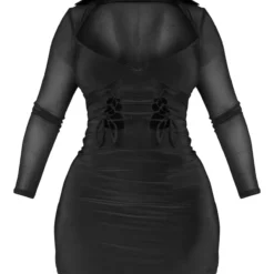 Shape Robe Moulante Noire Lacée Devant En Mesh à Manches Longues -Promos Jupe Éthérée Boutique 0ad8bc4173fe75d07dc65a84633e1a9221c1ffd5 cnb0875 5