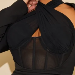 Plus Robe Moulante Noire Deluxe Croisée Devant à Détail Corset 8 Plus Robe Moulante Noire Deluxe Croisée Devant à Détail Corset -Promos Jupe Éthérée Boutique 0af4760c1c3ad11dc72cc4825eb2f03370685e35 cmu5481 5