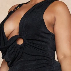 Plus Robe Longue Drapée Noire Fendue à Anneau -Promos Jupe Éthérée Boutique 0b9b466c82bd1bf209043c0ec08e3ef4c8edca07 cmy5645 4