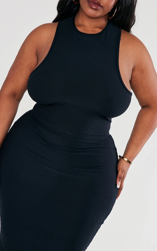 Plus Robe Moulante Douce Noire à Dos Nageur 4 Plus Robe Moulante Douce Noire à Dos Nageur – Image 4