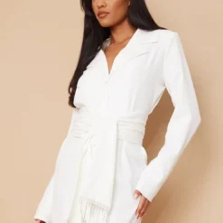Tall Robe Blazer Blanche Nouée à La Taille -Promos Jupe Éthérée Boutique 0d730ca74727f1eac91ac94e5a101c6c89f2478f cnb6610 3