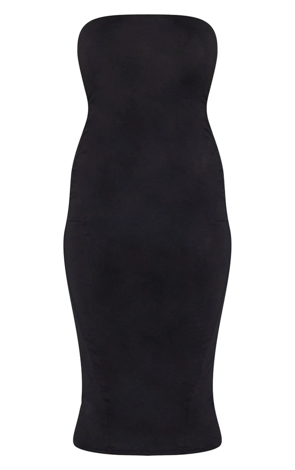 Petite Robe Bandeau Longue En Jersey Noir 3 Petite Robe Bandeau Longue En Jersey Noir – Image 3