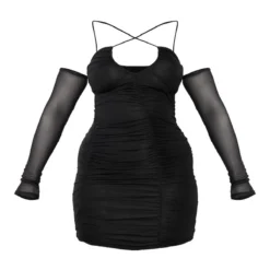 Shape Robe Moulante En Mesh Froncé Noir à épaules Dénudées Et Bretelles -Promos Jupe Éthérée Boutique 0ffd0115a576cbc5541310c1b1dc6c09537fa024 cna6044 5