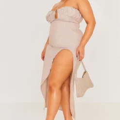 Plus Robe Mi-longue Gris Pierre Dos Nu Fendue Sur Le Côté -Promos Jupe Éthérée Boutique 10b9e8379181a98fde2e3178dd2d33c148ad167c cne0771 3