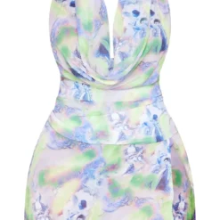 Shape Mini Robe En Mousseline De Soie Bleue à Imprimé Renaissance Et Dos Nu -Promos Jupe Éthérée Boutique 10f7edc70610d425e36f6038de6d5f3f2a527a0a cne3475 5