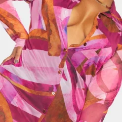 Plus Robe Chemise Rose Imprimé Abstrait En Mesh Boutonnée -Promos Jupe Éthérée Boutique 111825c3d918fde52b1177358d736f5a108be8e7 cms6627 5