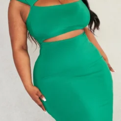 Plus Robe Mi-longue Moulante Vert Vif Découpée -Promos Jupe Éthérée Boutique 122453828bc75656ce2e0ff2595c0d80a646575a cnd5062 4
