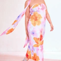 Plus Robe Mi-longue Plissée Rose Fleurie à Col Ras -Promos Jupe Éthérée Boutique 1268acb467e9a616332e584c9146d35f5baa6dae cne4196 3