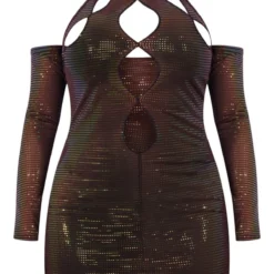 Shape Robe Moulante En Mesh Pailleté Marron Chocolat à Découpes Sur L'avant Et épaules Dénudées -Promos Jupe Éthérée Boutique 12c6c59579e1a40ec7b39a68b2037b7467218d97 cnb7607 5