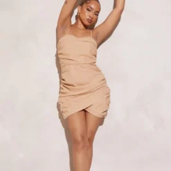 Petite Mini Robe Froncée En Effet Lin Gris Pierre -Promos Jupe Éthérée Boutique 1375f0428dcfe3b48d1d25bdfa4c370519faa56b cnd7083 3