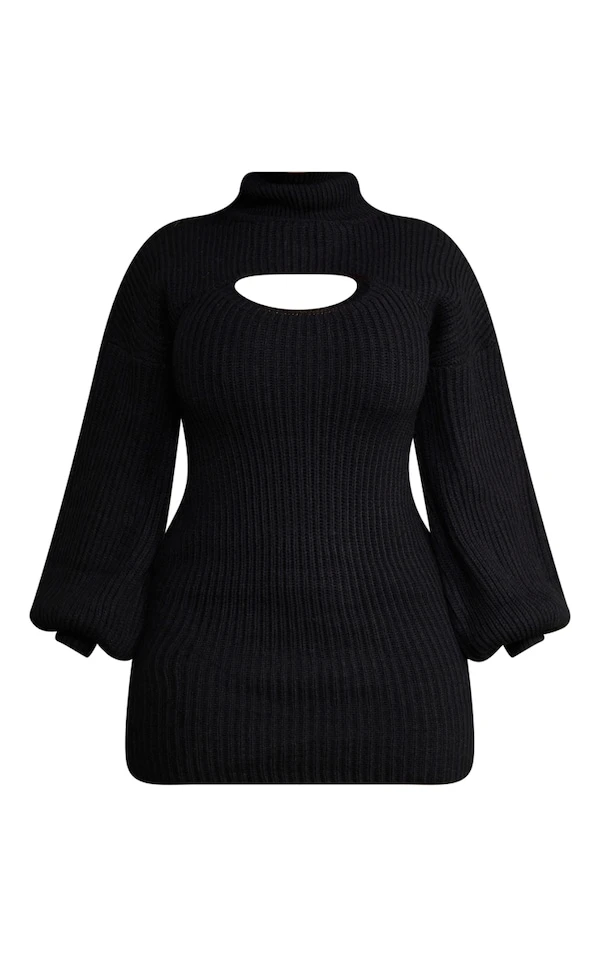 Shape Robe Pull Moulante Noire 2 En 1 à Manches Ballon Et Col Roulé 5 Shape Robe Pull Moulante Noire 2 En 1 à Manches Ballon Et Col Roulé – Image 5