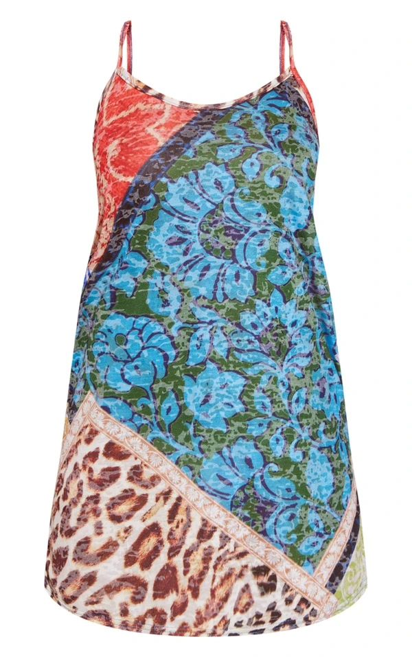 Petite Robe Babydoll Multicolore Imprimé Cachemire à Bretelles 5 Petite Robe Babydoll Multicolore Imprimé Cachemire à Bretelles – Image 5