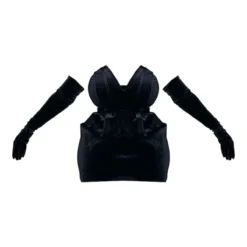 Plus Robe En Velours Noir à Barre En V Et Gants -Promos Jupe Éthérée Boutique 1690975c80a49de3fd2378654920e57098d509e4 cnb4176 5