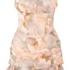 Plus Robe Moulante En Mousseline De Soie Vert Sauge Imprimée à Détail Corset -Promos Jupe Éthérée Boutique 18876bb4a6c40db6ddb6715921c579ad27c07145 cne4064 5