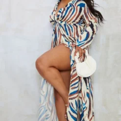 Plus Robe Longue Gris Pierre Imprimé Zèbre à Torsade -Promos Jupe Éthérée Boutique 189e497f94389fce2d4ef8b41362bd9706c383b3 cmw8951 4