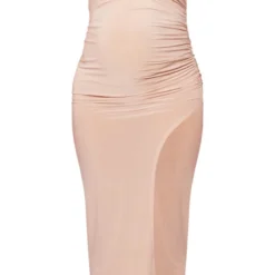 Maternité Robe De Grossesse Mi-longue Bustier Moulante New Nude Froncée -Promos Jupe Éthérée Boutique 19a855c1270df2d75efa52a352f9443ed0b09d4a cne2361 5