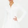 Tall Robe Chemise Cintrée Blanche à Poches Cargo