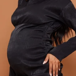 Maternité Robe Moulante De Grossesse Noire Plissée à Côté Froncé -Promos Jupe Éthérée Boutique 1be22fb5cb4c7ab58d90975b256e37ba6a13cfcc cna9486 4