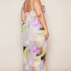 Plus Robe Longue Plissée Imprimé Aquarelle Lilas à Col Bénitier -Promos Jupe Éthérée Boutique 1bea1f725bcb5529c07ceac751001cfd92214ab9 cne2075 2