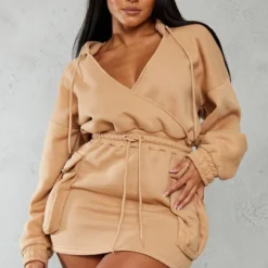 Shape Robe Pull Cache-coeur Camel Style Utilitaire à Décolleté Et Poches
