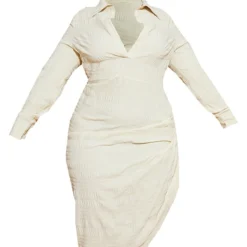 Plus Robe Chemise Mi-longue Gris Pierre Texturée à Côté Froncé -Promos Jupe Éthérée Boutique 1d53b15656d7556d3fdc1ea63aac62296bf4f811 cmw4075 6