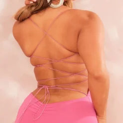 Shape Robe Moulante Mi-longue Rose Vif Nouée Au Dos à Derrière Froncé -Promos Jupe Éthérée Boutique 1edd026f06954ec563bb9572efabff56e5540bed cne0491 4