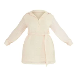 Plus Robe Chemise Texturée Taupe à Nouer Sur La Taille -Promos Jupe Éthérée Boutique 20248f75576eec787de9f71d288e4c8bd402c2c5 cnc7364 5