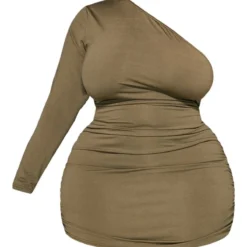 Plus Robe Moulante Asymétrique Kaki à Manche Longue -Promos Jupe Éthérée Boutique 20f7f6217a732a1feef26c9d817b936d8245feff cnc9663 5