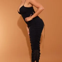 Shape Robe Mi-longue Froncée En Mesh Noir à Bretelles Très Fines -Promos Jupe Éthérée Boutique 232f5fbc4416b946b46864a83db28e0d20fb9027 cna6170 3