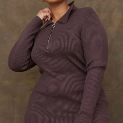 Plus Robe Longue Chocolat à Zip Détail Col -Promos Jupe Éthérée Boutique 2385151bb6ba73621c10df43ac9798c258b71ab8 cmz2496 4