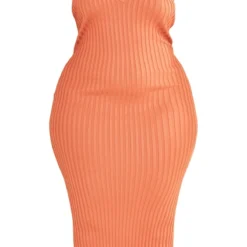 Plus Robe Longue En Maille Tricot Rouille à Décolleté Plongeant -Promos Jupe Éthérée Boutique 24a17cd97403852b1c93d7ab421e0d0ac3b1ab11 cnc7960 5