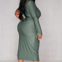 Plus Robe Mi-longue Moulante Kaki Asymétrique -Promos Jupe Éthérée Boutique 24b01b561121acc38b083173db15250505e3baea cnd2776 2