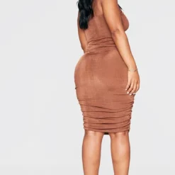 Shape Robe Mi-longue Moulante Marron Chocolat Torsadée En Acétate Froncé -Promos Jupe Éthérée Boutique 28d39491bccf7e5587b9592229b3d0009f03307e cnc8661 2