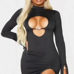 Shape Robe Moulante Découpée Fendue Noire à Col Montant Et Empiècements Shape -Promos Jupe Éthérée Boutique 2b81acb7b277c8132b424225634f23fa517cb80c cmt4542 4