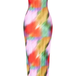 Petite Robe Longue Plissée Imprimé Multicolore à Col Bénitier -Promos Jupe Éthérée Boutique 2c4da747077f352880da22f86c61abd2844638b5 cne8201 5