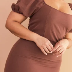 Plus Robe Mi-longue Chocolat à Manche Bouffantes -Promos Jupe Éthérée Boutique 2c52aa452dc1dcfbbaab3fa107caffcf920039b7 cmw2860 5