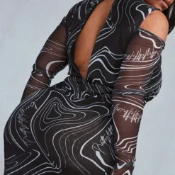 Plus Robe Longue En Mesh Imprimé Noir à épaules Dénudées -Promos Jupe Éthérée Boutique 2d002359fc3a7cf720c48e67219a7a3d3287891b cnc0703 4